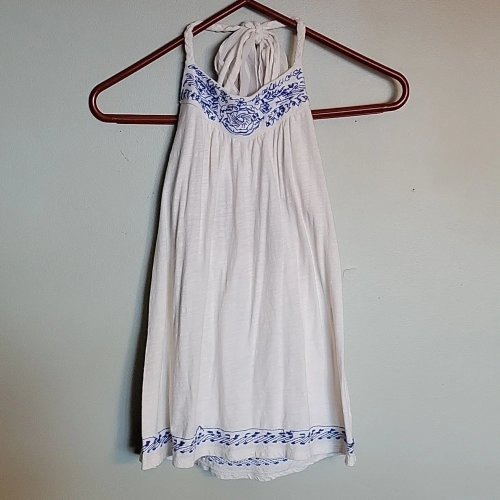 American Eagle Womens Size Small Flowy Halter Top Ribbon and Bead Ties - Picture 1 of 9